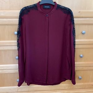 The Kooples wine colour, black lace blouse